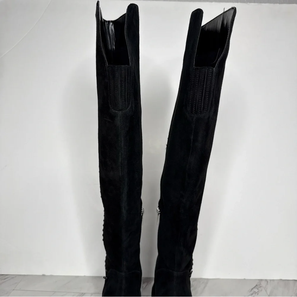 Vince Camuto Seselti Black Suede Pointy Toe Tall Boot 8 1/2 M - Picture 5 of 16